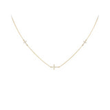 9ct Gold Cubic Zirconia Triple Cross Necklace