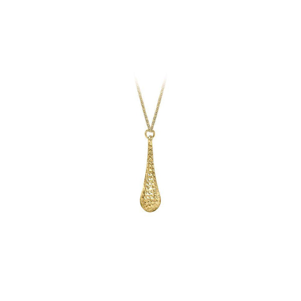 9ct Gold Diamond Cut Tear Drop Necklace