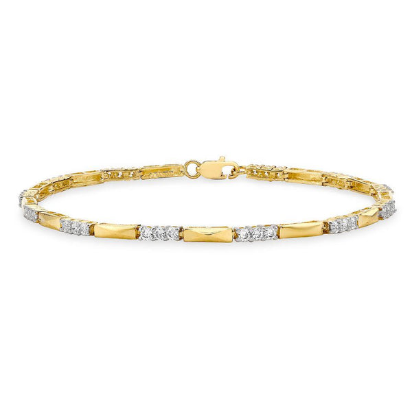 9ct Gold CZ Bar Bracelet