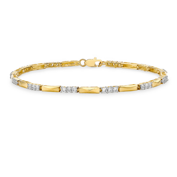 9ct Gold CZ Bar Link Bracelet