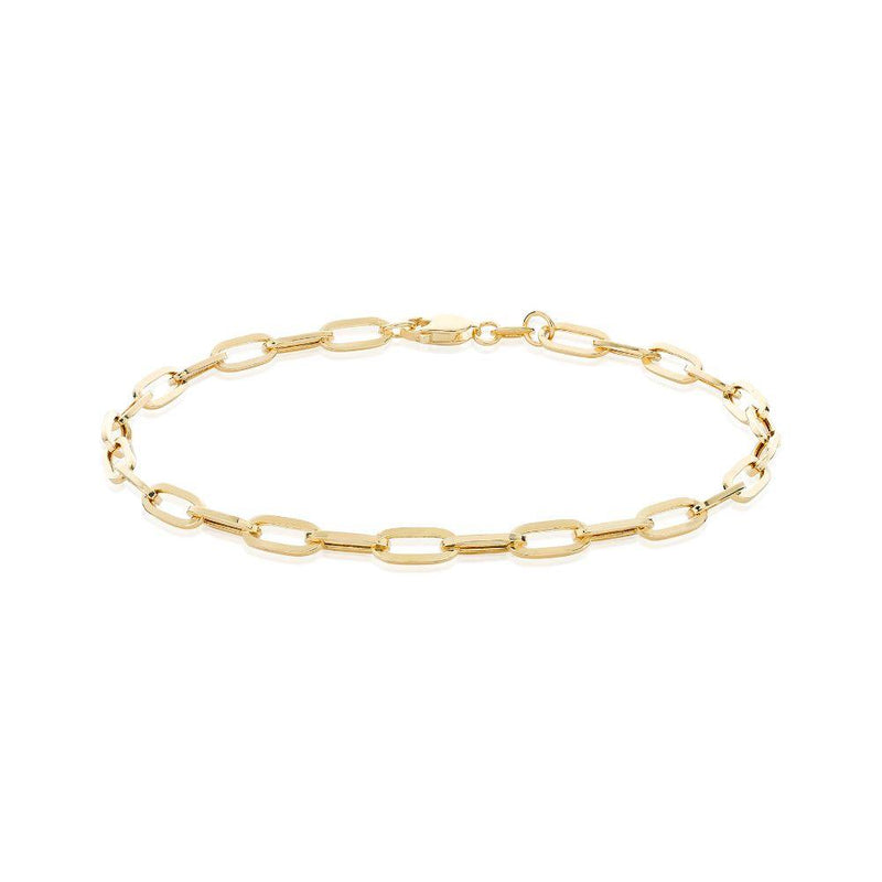 9ct Gold 7.5mm Paper Chain 19cm/7.5" Bracelet