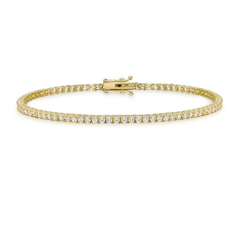 9ct Gold 2mm Cubic Zirconia Tennis Bracelet