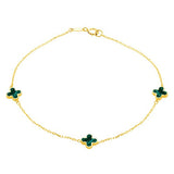 9ct Gold 3 Malachite Petals Bracelet