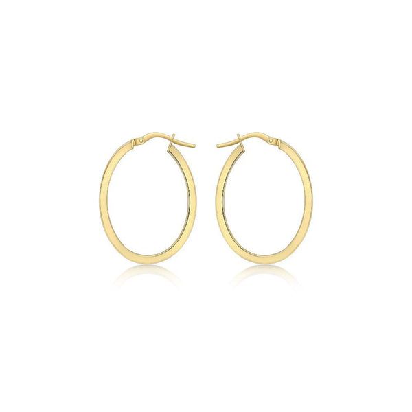 9ct Gold Oval Creole Hoop Earrings