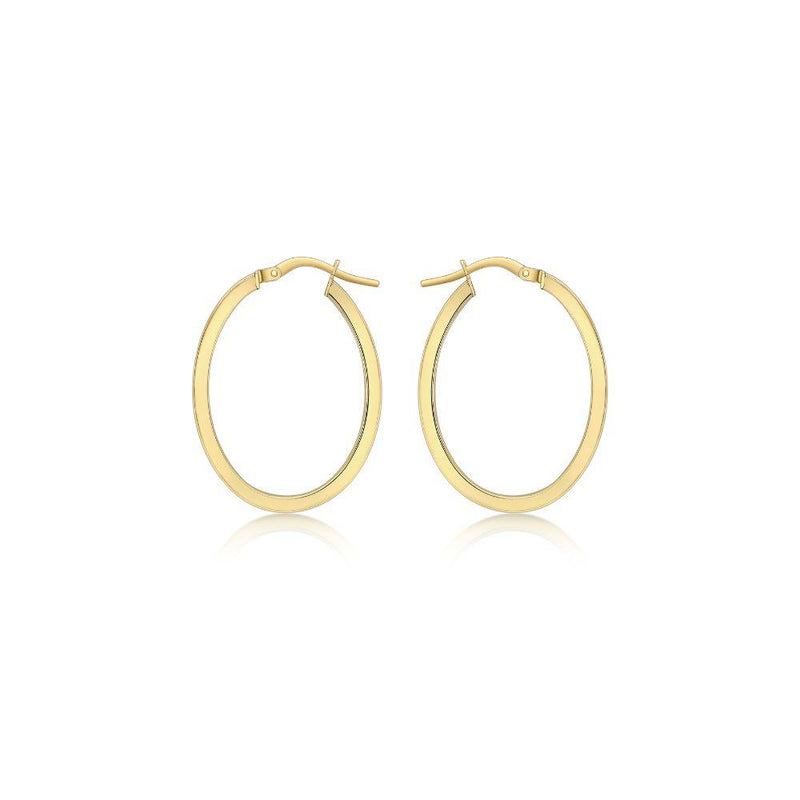 9ct Gold Oval Creole Hoop Earrings