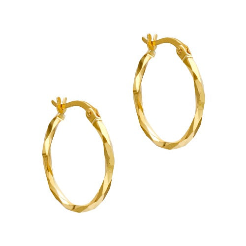 9ct Gold 2mm x 20mm Creole Hoop Earrings