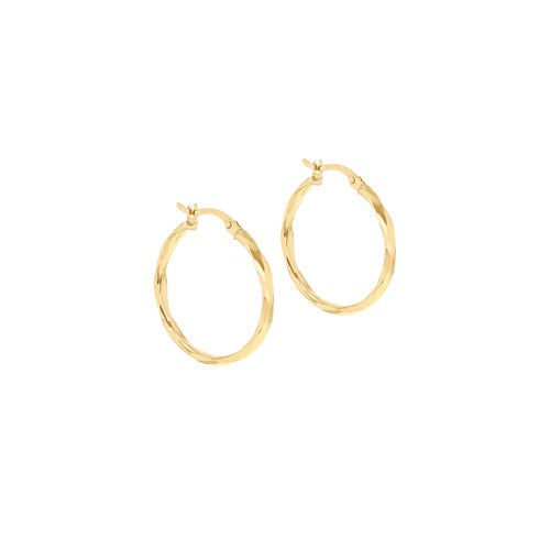 9ct Gold 2.5mm x 25mm Creole Hoop Earrings