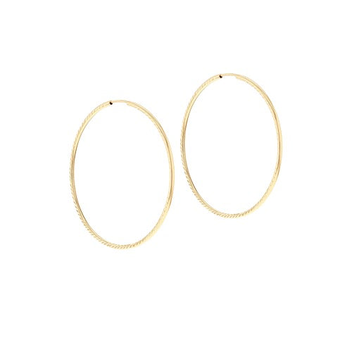 9ct Gold 1.5mm x 42mm Creole Hoop Earrings