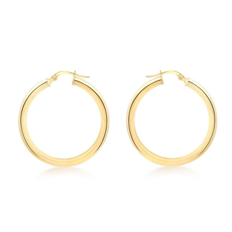 9ct Gold 30mm Polished Hoop Creole Earrings