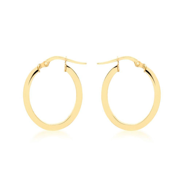9ct Gold 18mm x 21mm Oval Hoop Creole Earrings