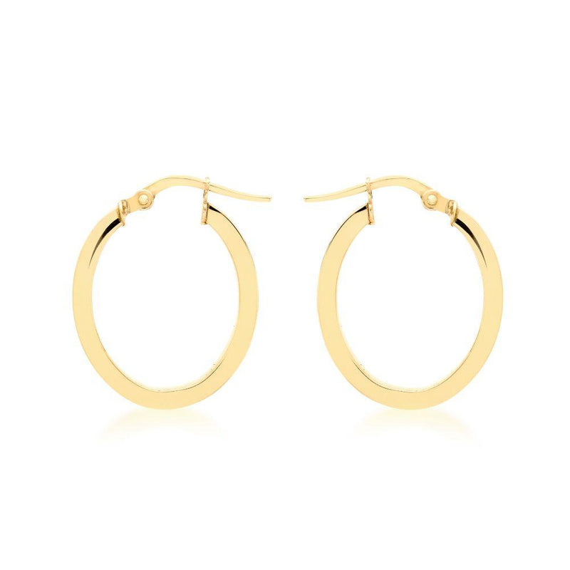 9ct Gold 18mm x 21mm Oval Hoop Creole Earrings