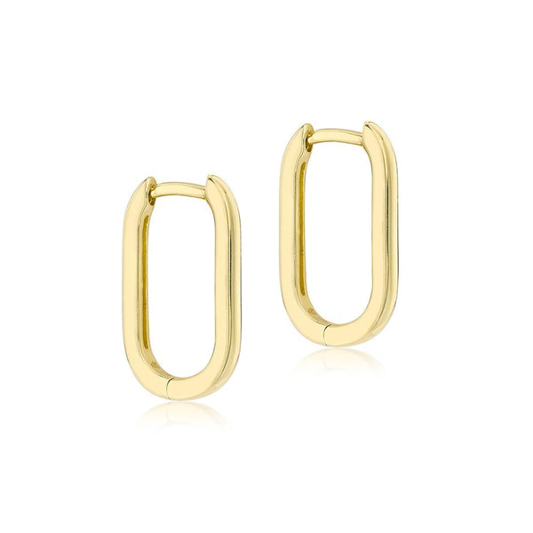 9ct Gold 10.5mm x 17mm Rectangular Hoop Creole Earrings