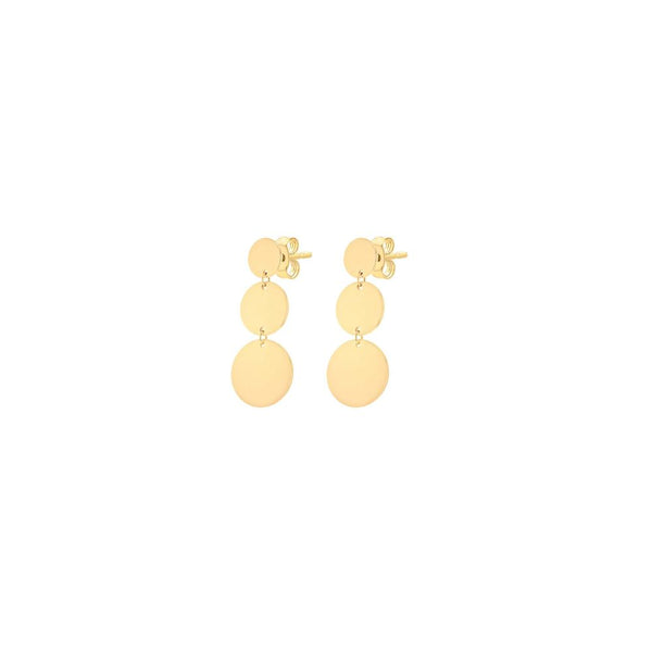 9ct Gold 3 Graduated Disc Drop Earrings