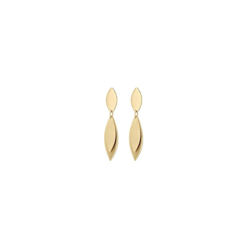 9ct Gold Leaf Drop Earrings