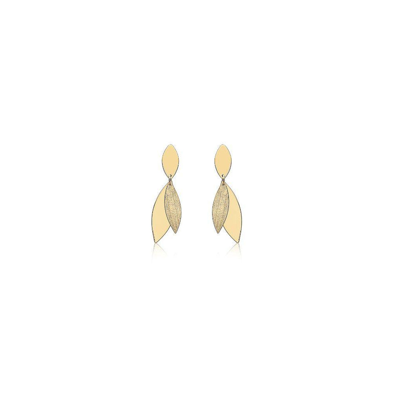 9ct Gold Leaf Drop Earrings