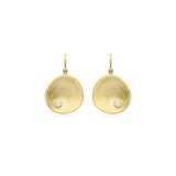 9ct Gold Brushed Disc Drop Earrings