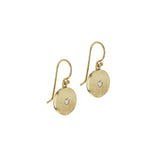 9ct Gold Round Disc Drop Earrings