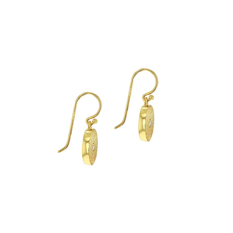 9ct Gold Round Disc Drop Earrings