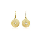 9ct Gold Round Disc Drop Earrings