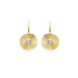 9ct Gold CZ Disc Drop Earrings