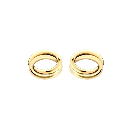 9ct Gold 11.5mm x 9.5mm Double Oval Stud Earrings