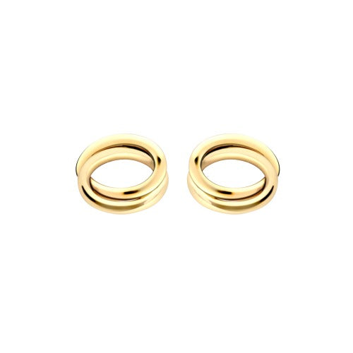 9ct Gold 11.5mm x 9.5mm Double Oval Stud Earrings