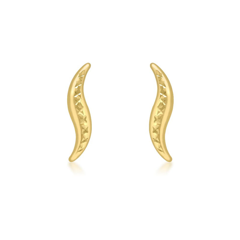 9ct Gold Diamond Cut Wave Earrings