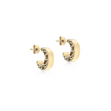 9ct Gold Filigree Detail Half-Hoop Earrings