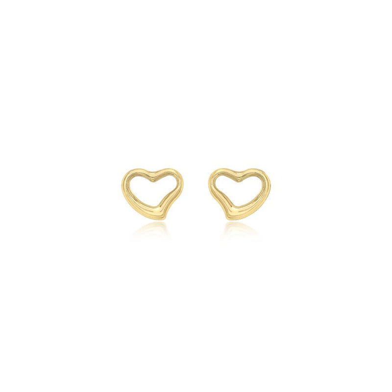 9ct Gold Open Heart Stud Earrings