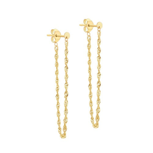 9ct Gold 2mm Rope Chain Loop Earrings