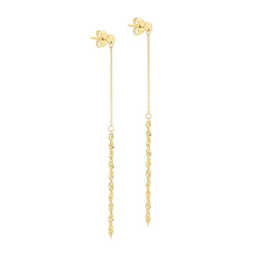 9ct Gold 2mm Rope Drop Earrings