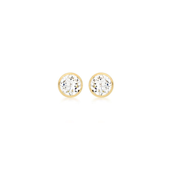 9ct Gold Round CZ Stud Earrings