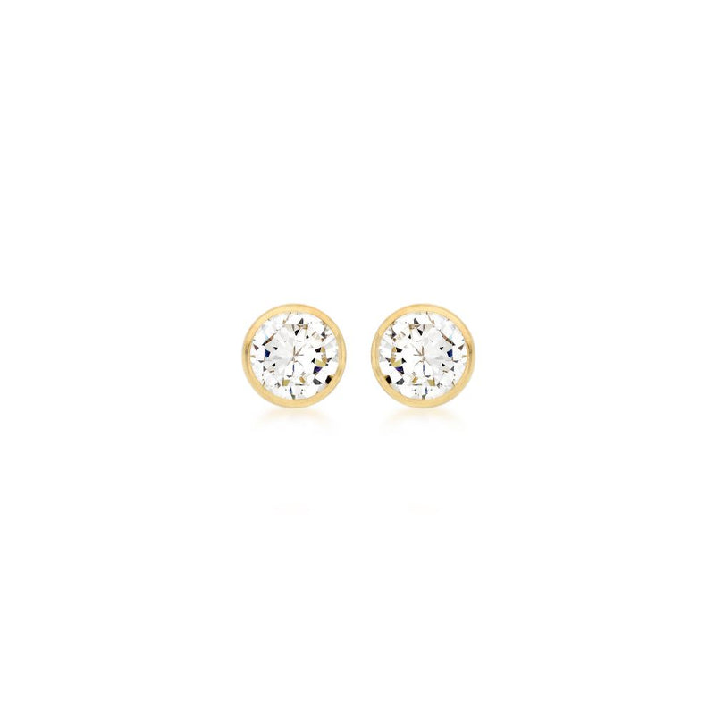 9ct Gold Round CZ Stud Earrings