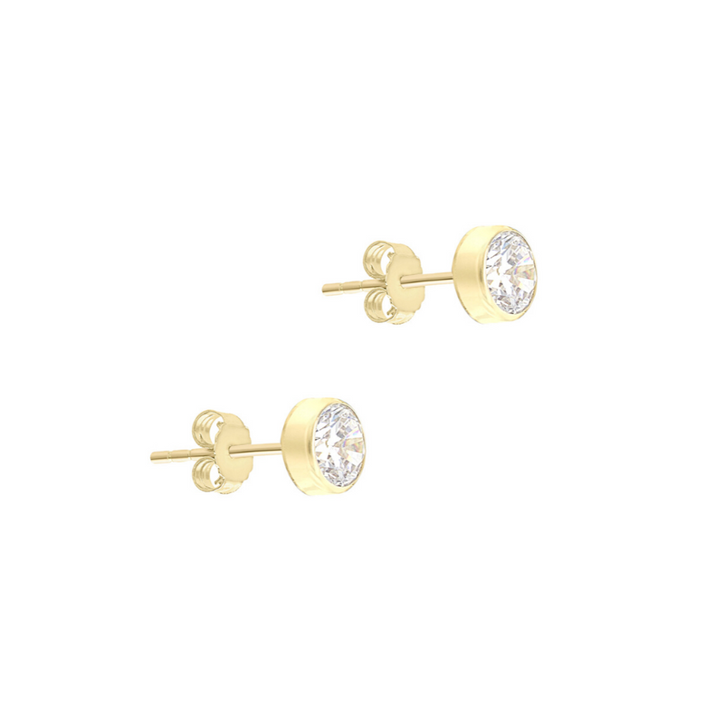 9ct Gold Round CZ Stud Earrings