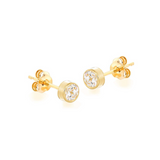 9ct Gold Small Round CZ Stud Earrings