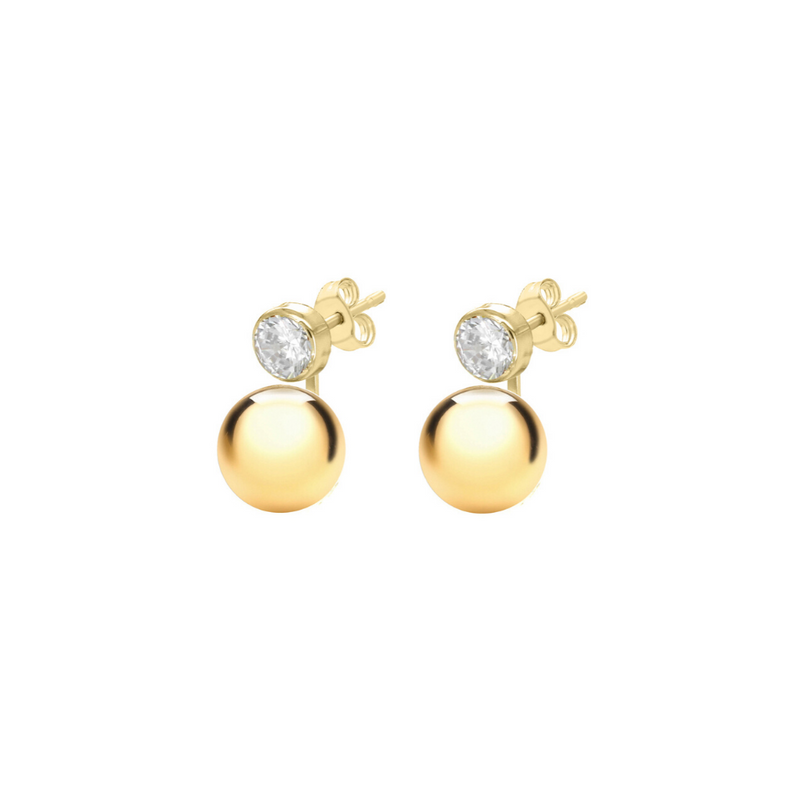 9ct Gold CZ Sphere Earrings
