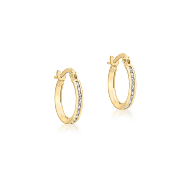 9ct Gold 13mm CZ Hoop Earrings