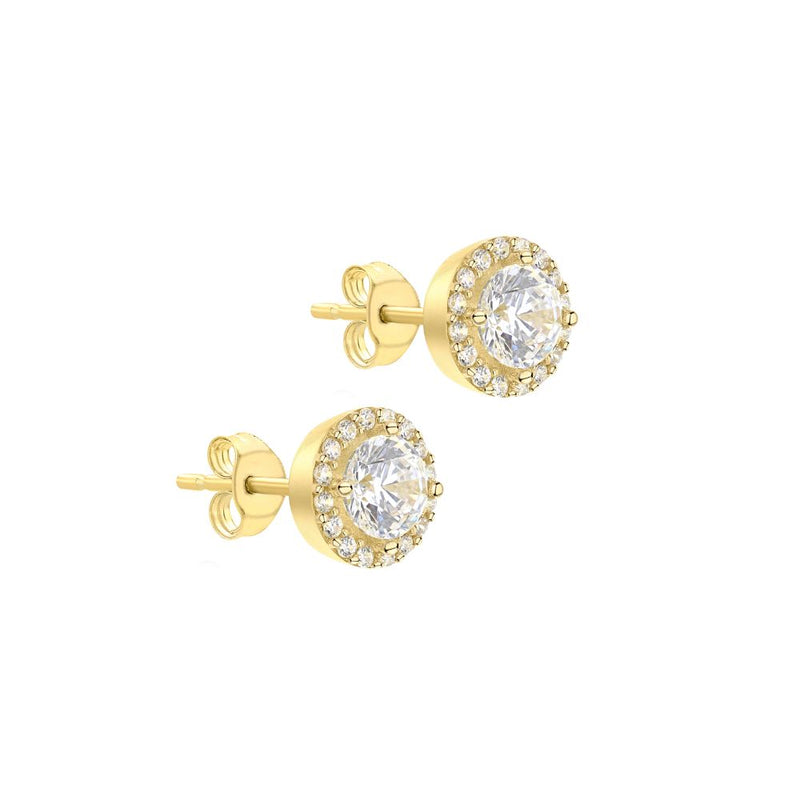 9ct Gold Halo CZ Stud Earrings