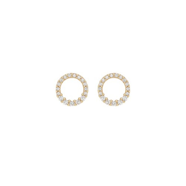 9ct Gold Graduated Cubic Zirconia 10.5mm Polo Stud Earrings