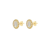 9ct Gold Mother of Pearl Round Stud Earrings