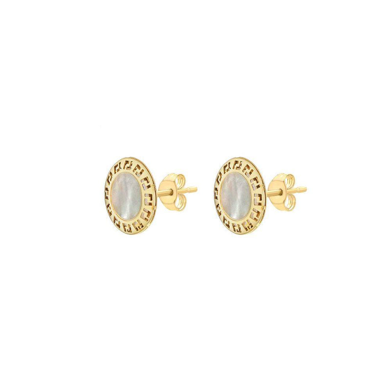 9ct Gold Mother of Pearl Round Stud Earrings