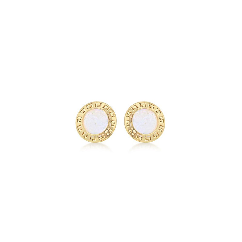 9ct Gold Mother of Pearl Round Stud Earrings