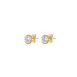 9ct Gold CZ Halo Stud Earrings