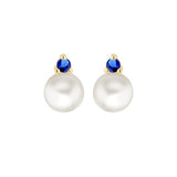 9ct Gold Freshwater Pearls with Round Cubic Zirconia Stud Earrings