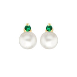 9ct Gold Freshwater Pearls with Round Cubic Zirconia Stud Earrings