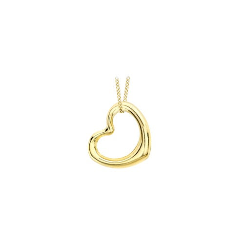 9ct Gold 12mm x 14mm Heart Slider Pendant Necklace