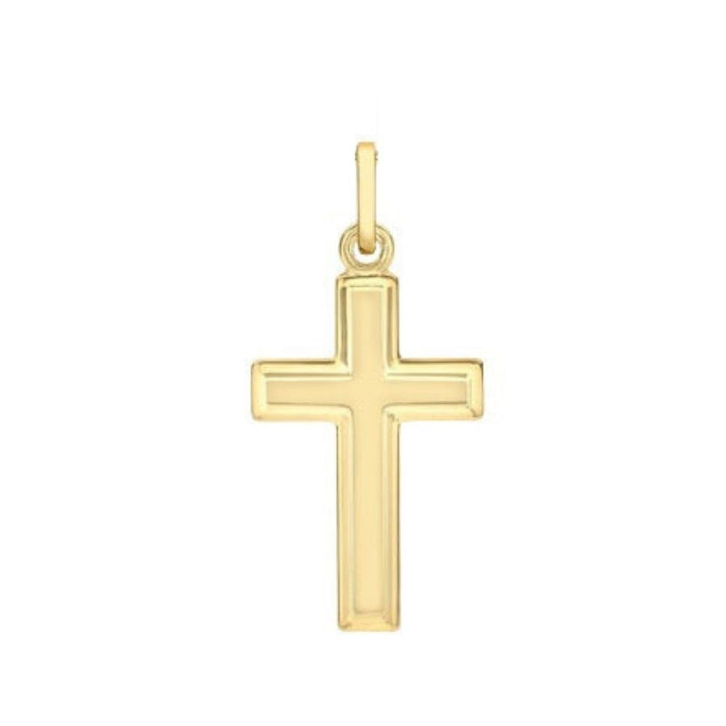 9ct Gold Bevelled Edge Cross Pendant
