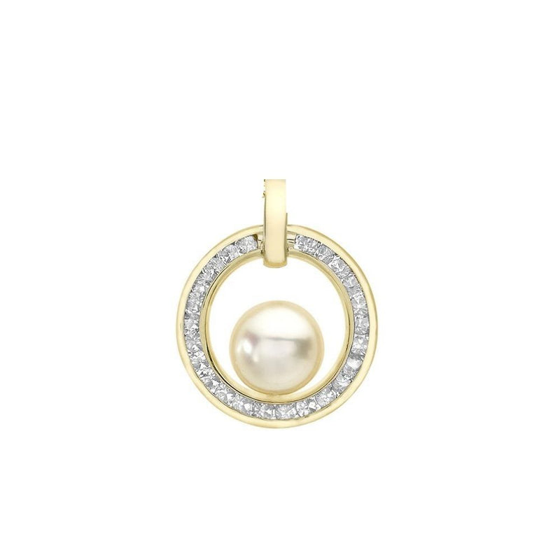 9ct Gold Cubic Zirconia and Pearl Necklace