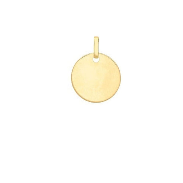 9ct Gold Round Disc Pendant