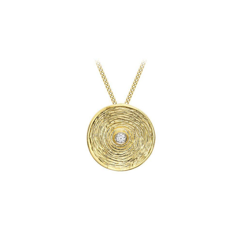 9ct Gold Round Disc CZ Necklace